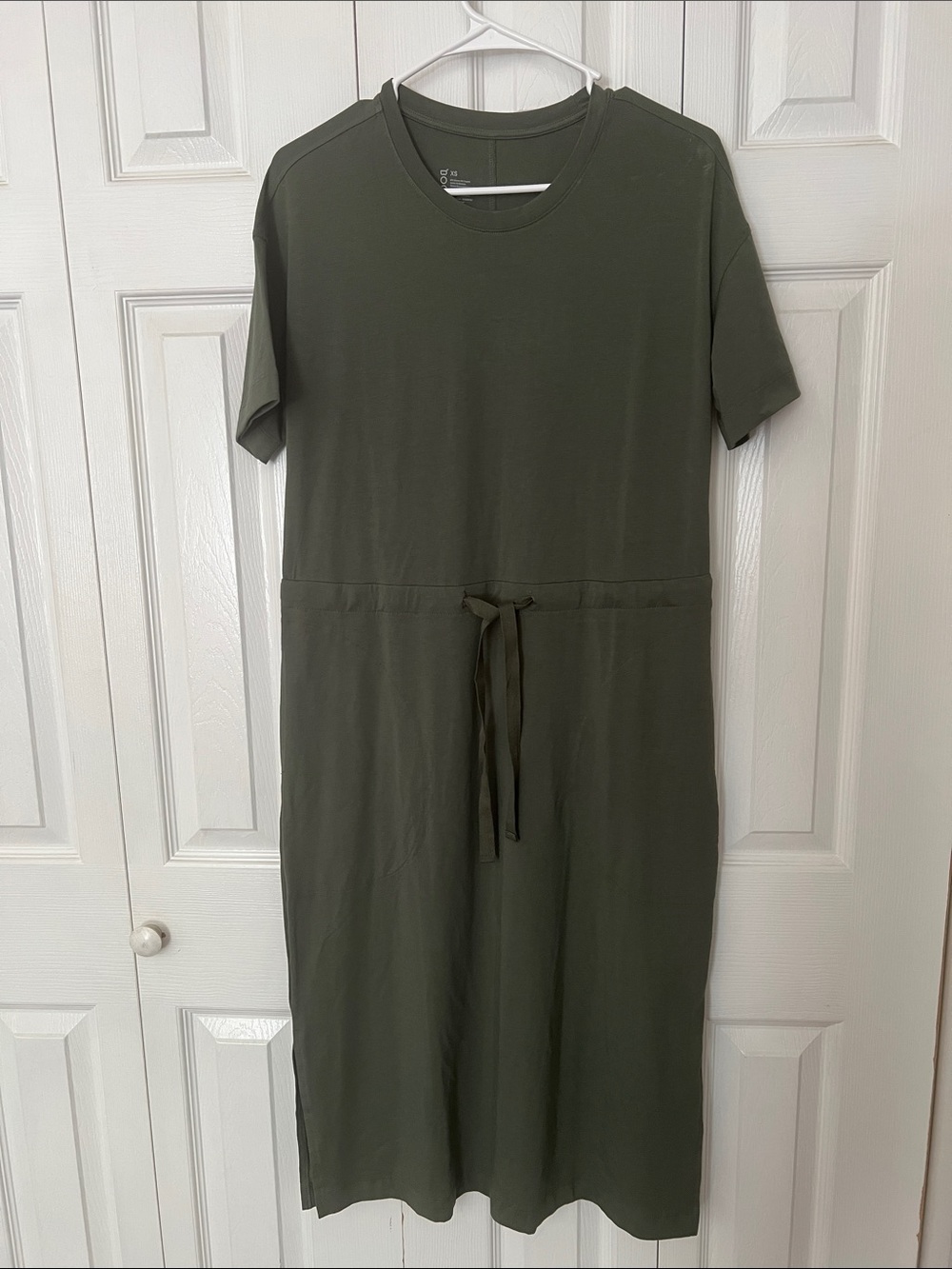 BOODY Moss Green Short-Sleeve Drawstring Midi Dress